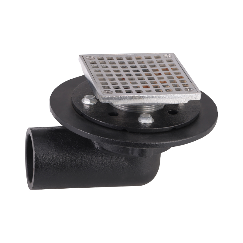 GH-6032 Desagüe de ducha ajustable de hierro fundido con rejilla cuadrada de latón y colador
