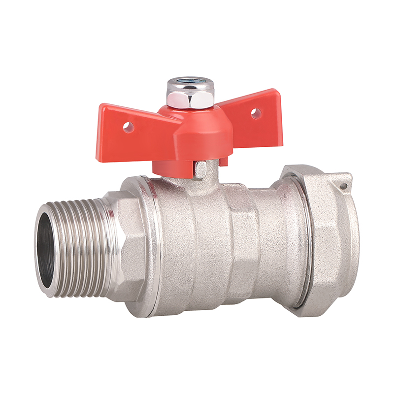 GH-1017 Válvula de bola de latón forjada con recubrimiento de níquel y manija de mariposa